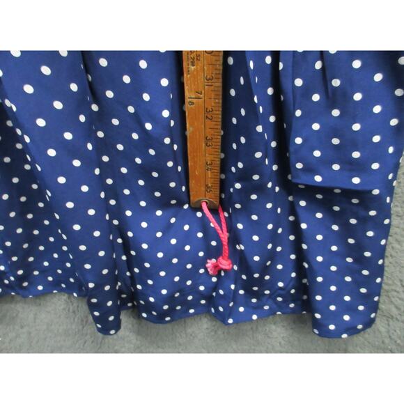 J. Crew Navy Blue Polka Dot Blouson Drop Pleat Silk Midi Dress Size 4 - Picture 14 of 14